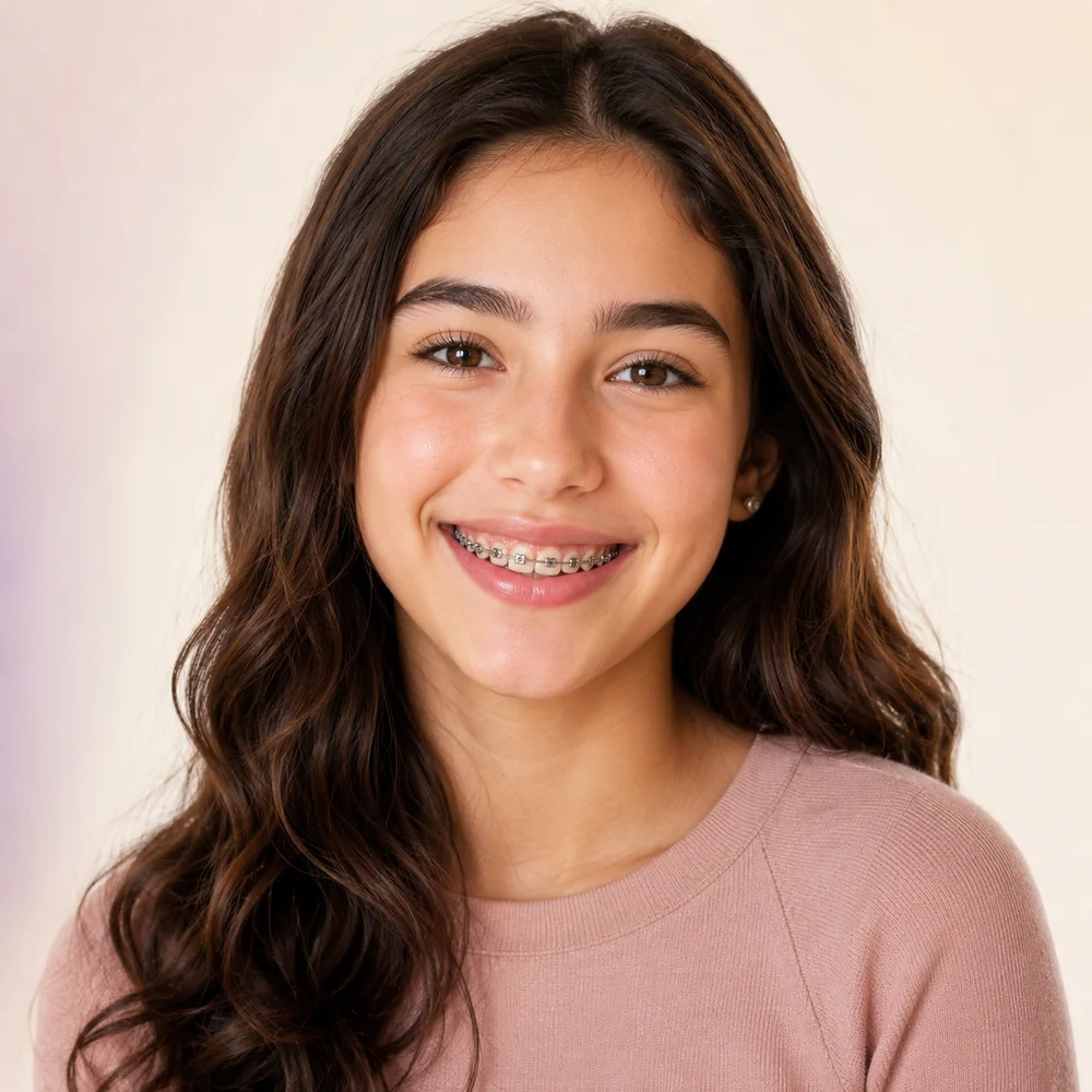Teen smiling with braces