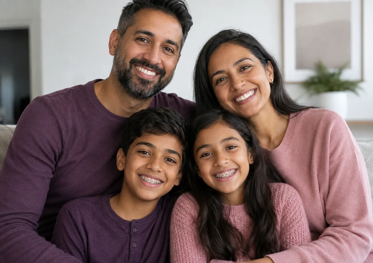 A happy family smiling together